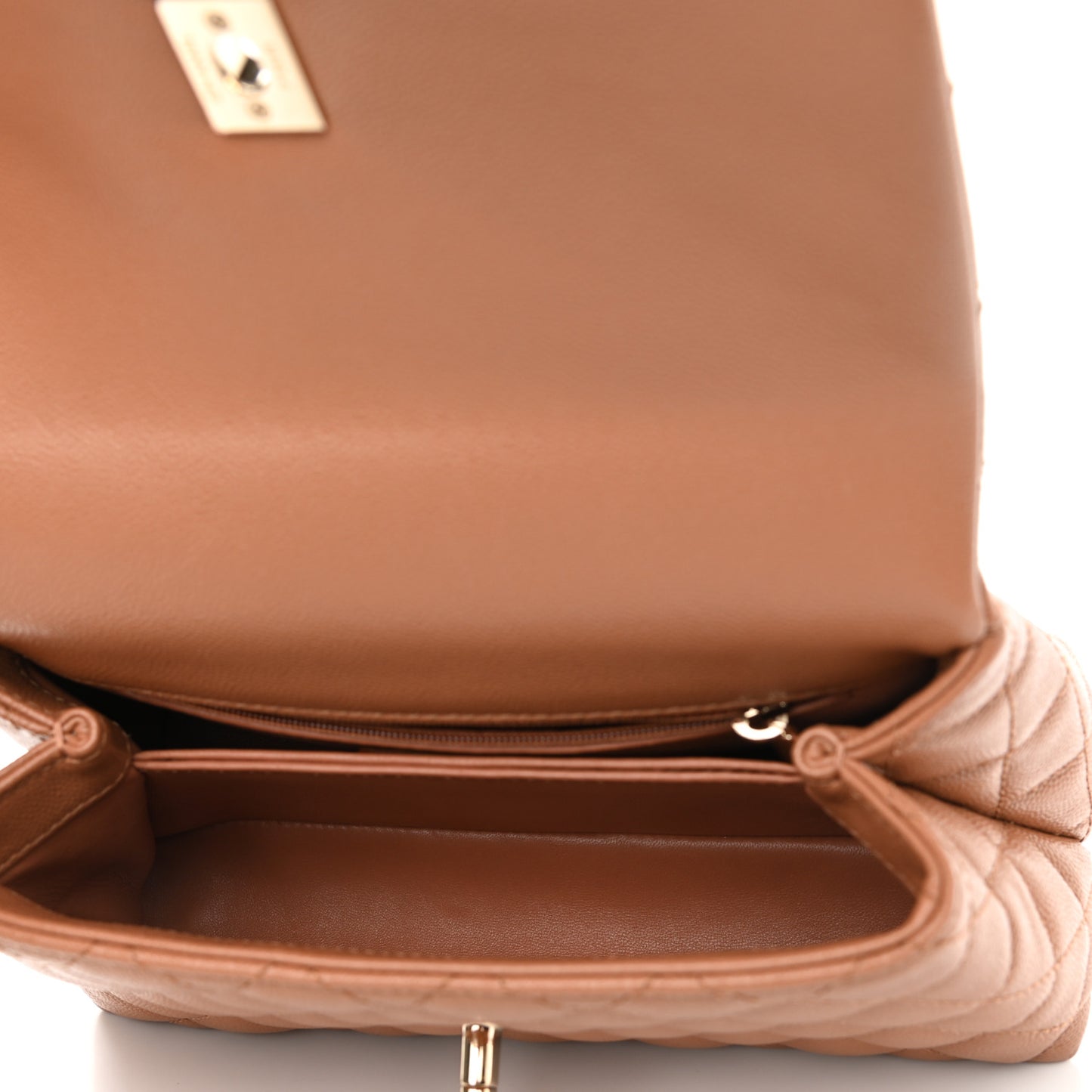 Caviar Quilted Mini Coco Handle Flap Brown