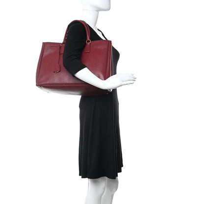 Prada Saffiano Lux Large Tote Cherry 2 of 24