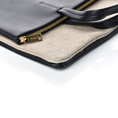 Celine Smooth Calfskin Linen Folded Cabas Black 11 of 13