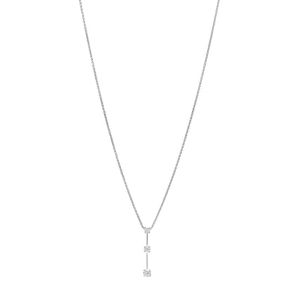 Roberto Coin 18K White Gold Three Diamond Drop Pendant Necklace 1 of 4