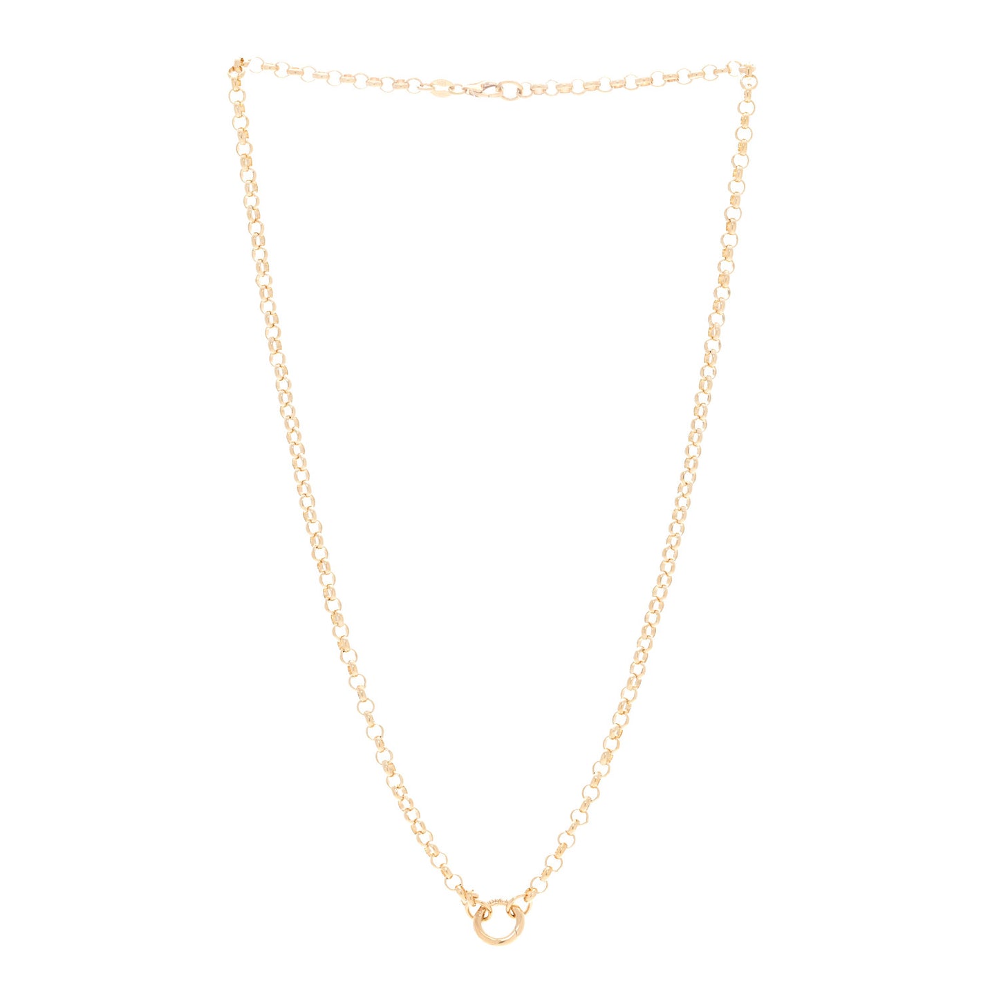 18K Yellow Gold Medium Belcher Open Chain Mini Chubby Annex Link Necklace