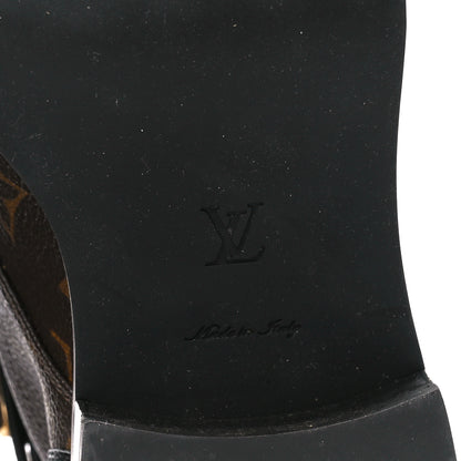 Louis Vuitton Calfskin Monogram Wonderland Flat Ranger Boots 37 Black 6 of 8
