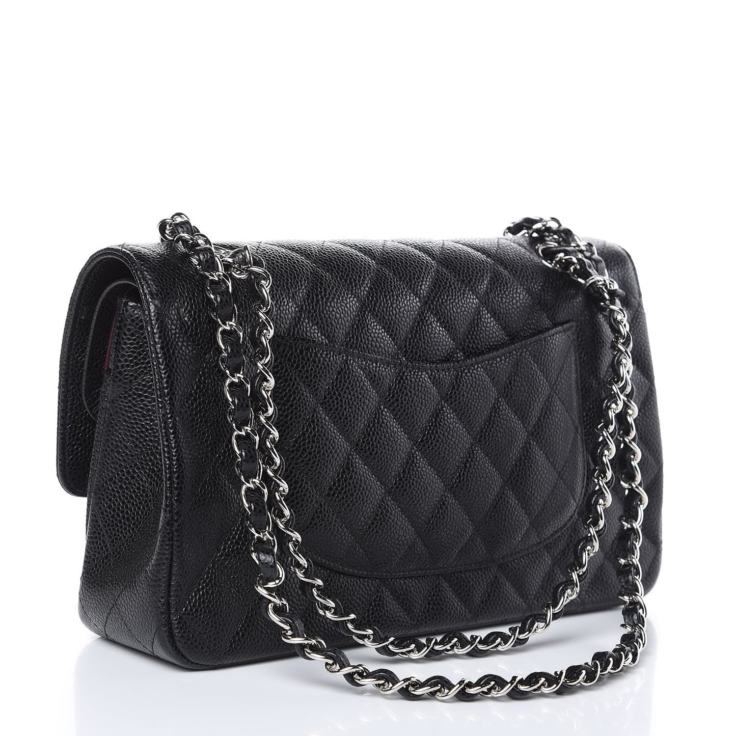Caviar Quilted Medium Double Flap Black