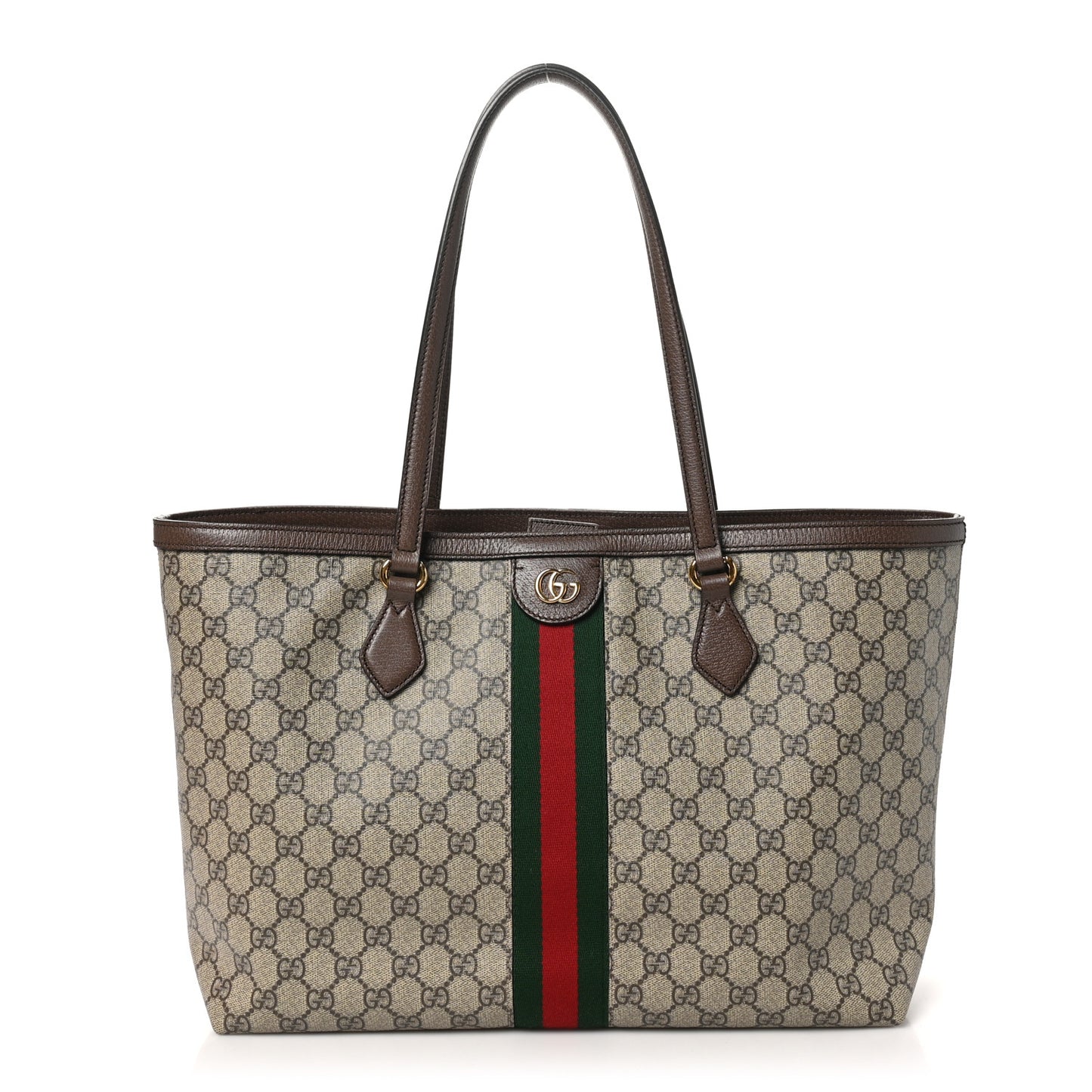 GG Supreme Monogram Medium Ophidia Shopping Tote Brown