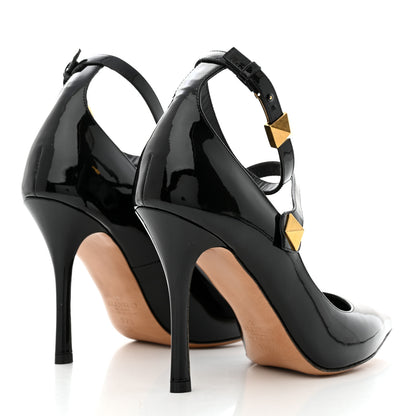 Valentino Garavani Patent Tiptoe Ankle Strap 100mm Pumps 37.5 Black 4 of 8
