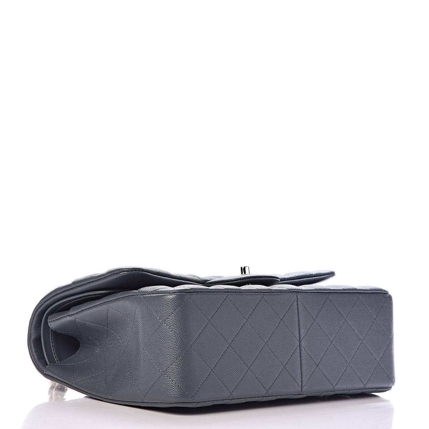 Caviar Quilted Jumbo Double Flap Dark Grey