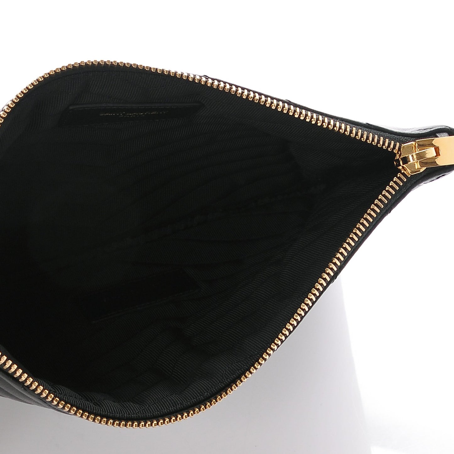 Calfskin Matelasse Chevron Monogram A5 Wristlet Black