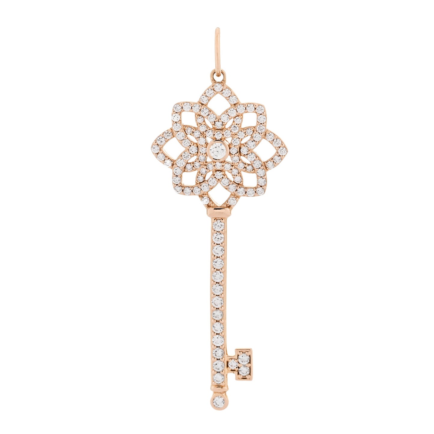 18K Rose Gold Diamond Medium Woven Key Pendant