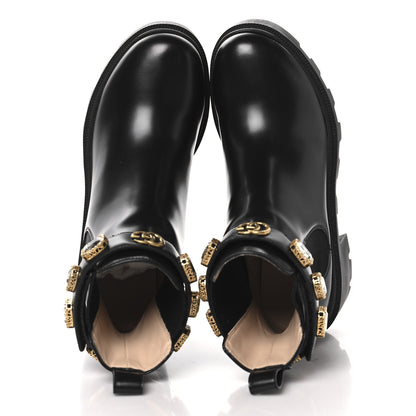 Gucci Calfskin Crystal GG Trip Chelsea Ankle Boots 37 Black 2 of 10