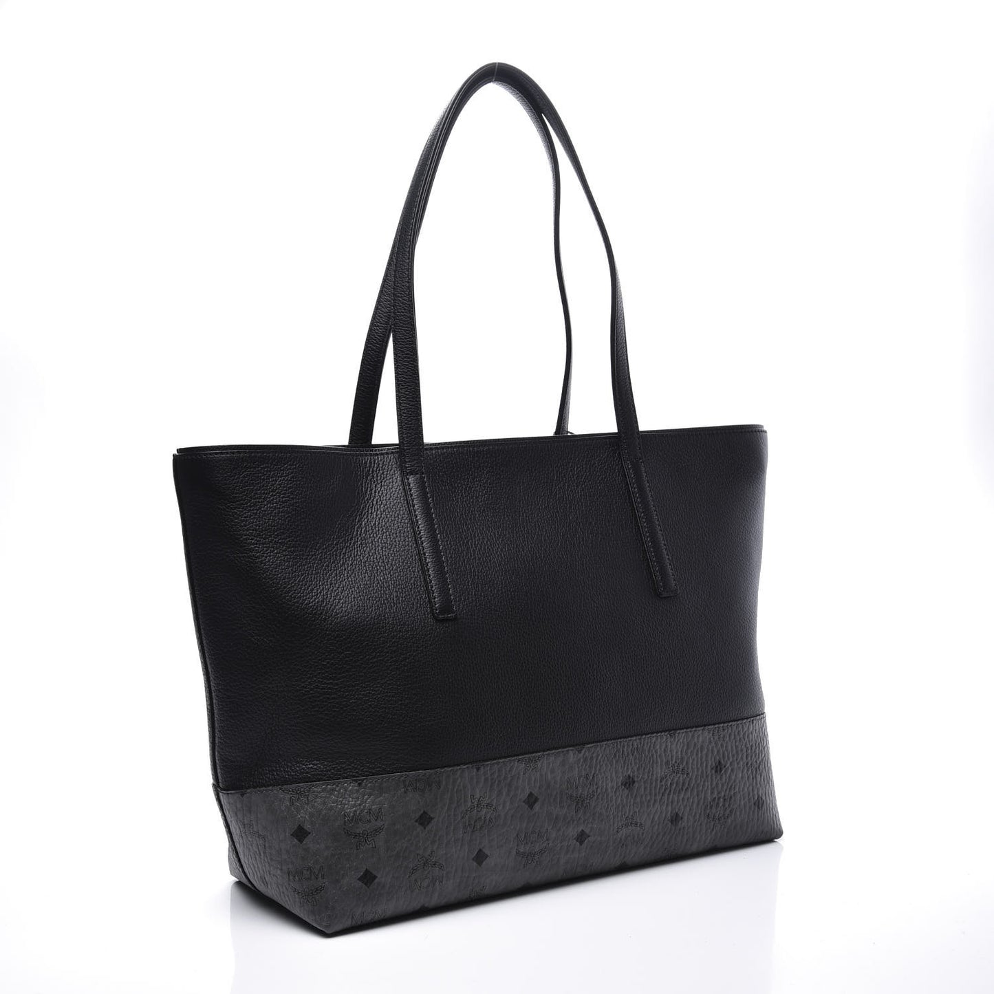 Calfskin Visetos Anya Shopper Tote Black