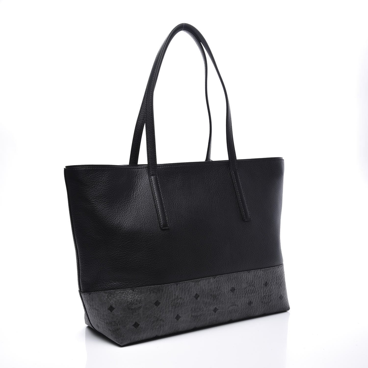 MCM Calfskin Visetos Anya Shopper Tote Black 2 of 10