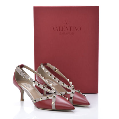 Valentino Garavani Nappa Rockstud Cross Strap D'Orsay 55mm Pumps 37 Red Poudre 8 of 9