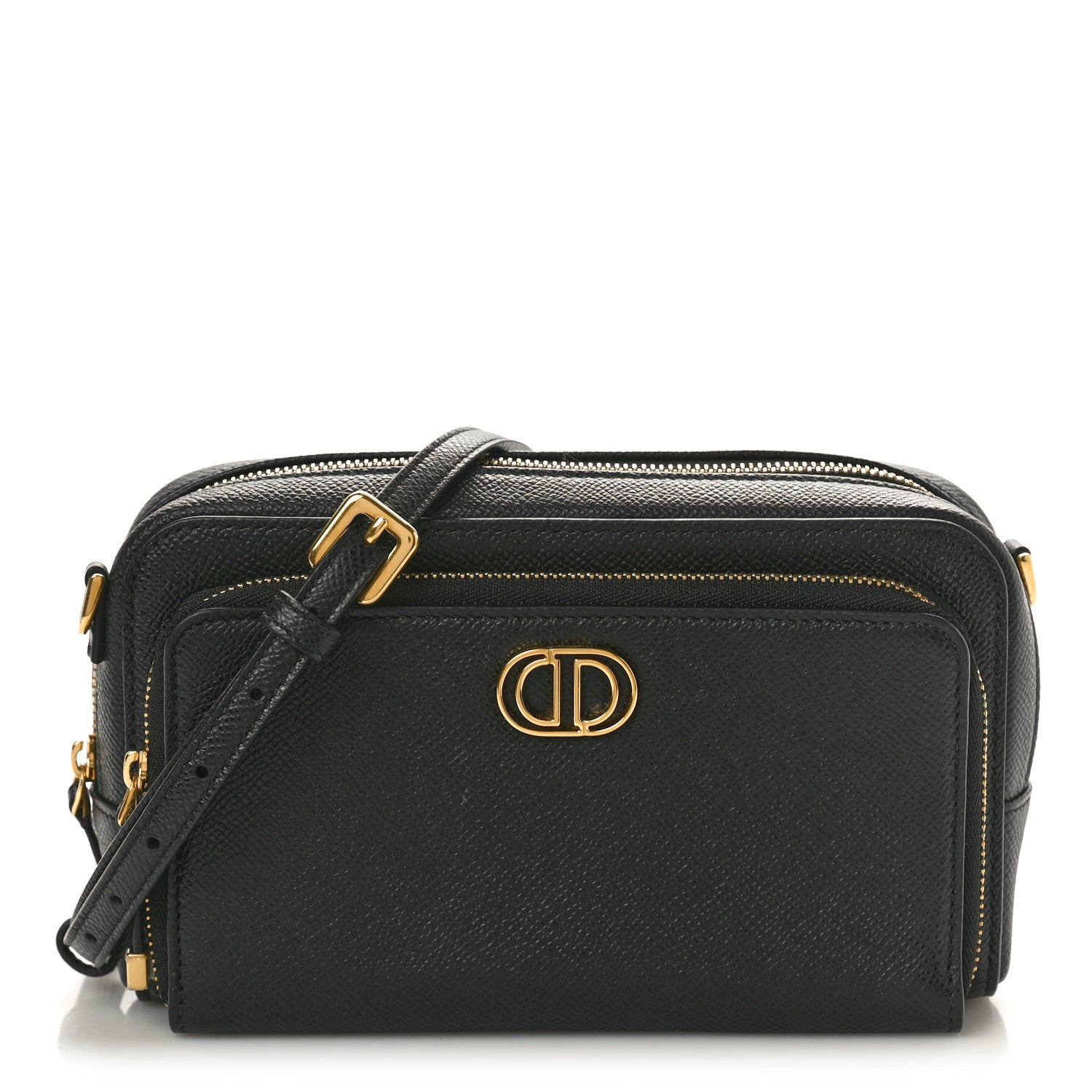 Christian Dior Grained Calfskin Caro Double Pouch Black 1 of 9