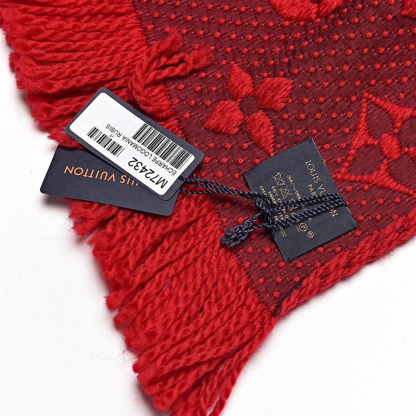 Wool Silk Logomania Scarf Rubis