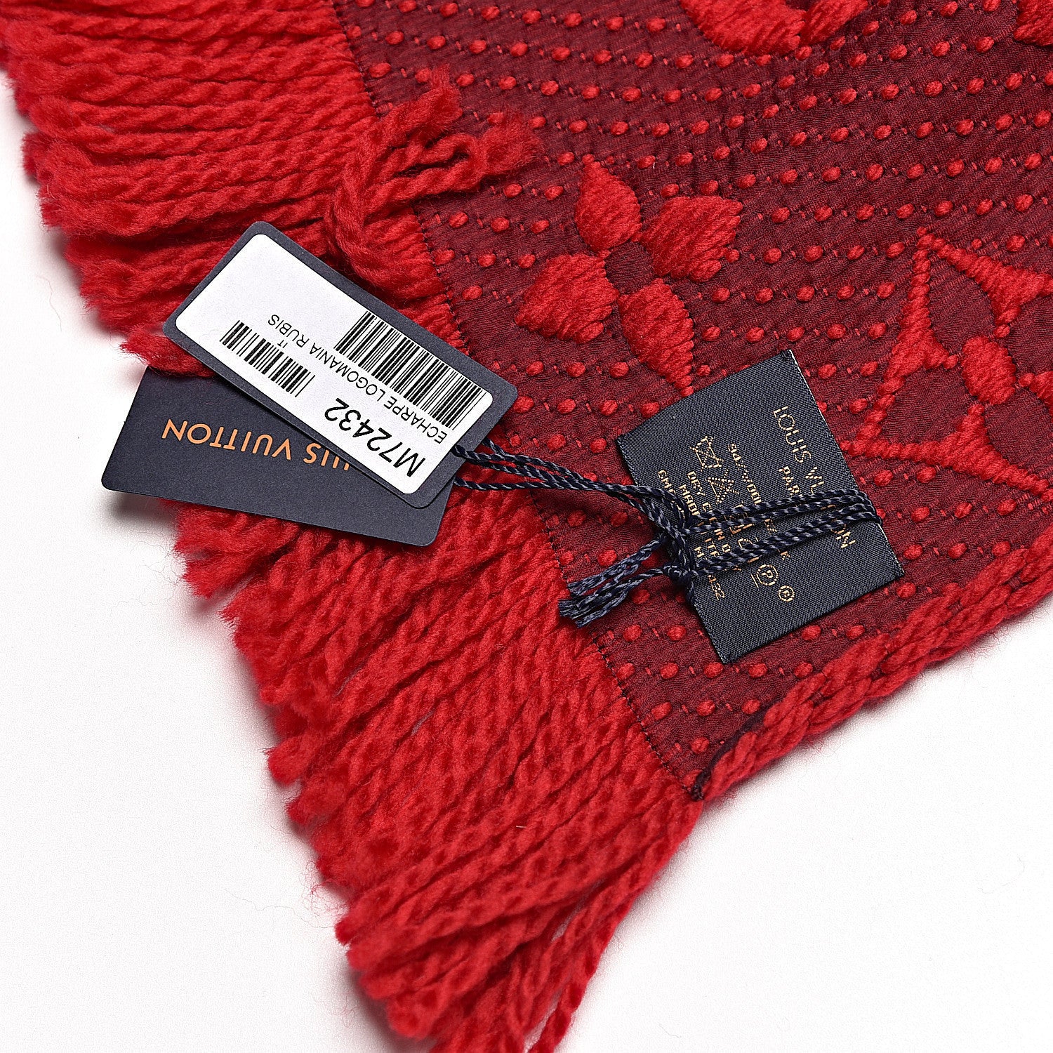 Louis Vuitton Wool Silk Logomania Scarf Rubis 4 of 4