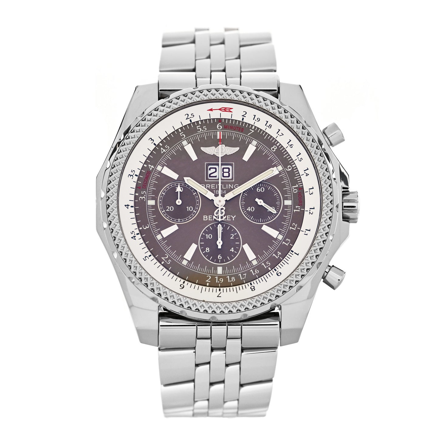 Stainless Steel 49mm Bentley 6.75 Chronograph Automatic Watch Brown A44362