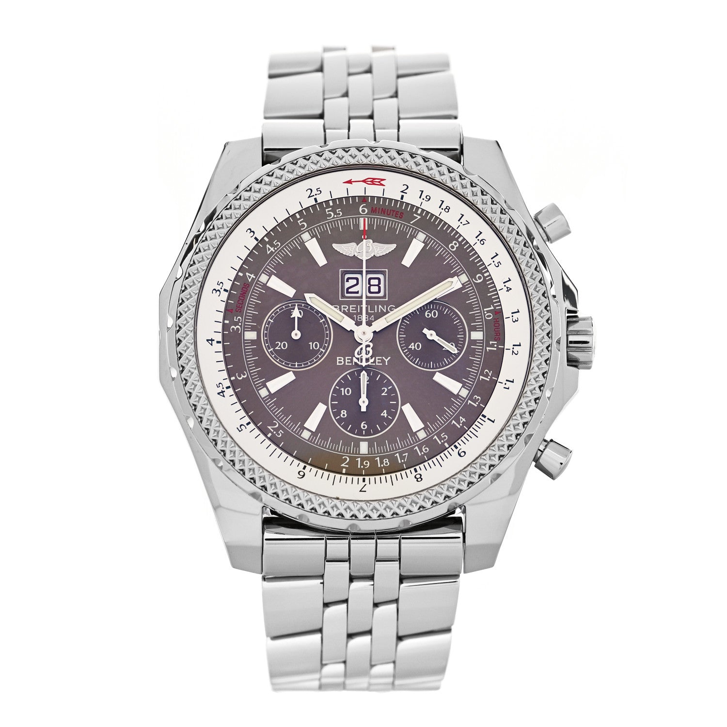 Breitling Stainless Steel 49mm Bentley 6.75 Chronograph Automatic Watch Brown A44362 1 of 4