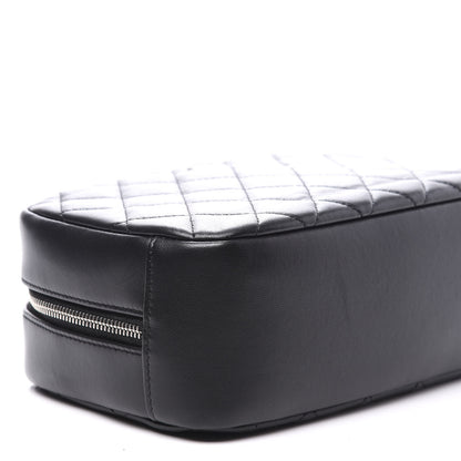 Chanel Lambskin Quilted Medium Curvy Pouch Cosmetic Case Black 7 of 9