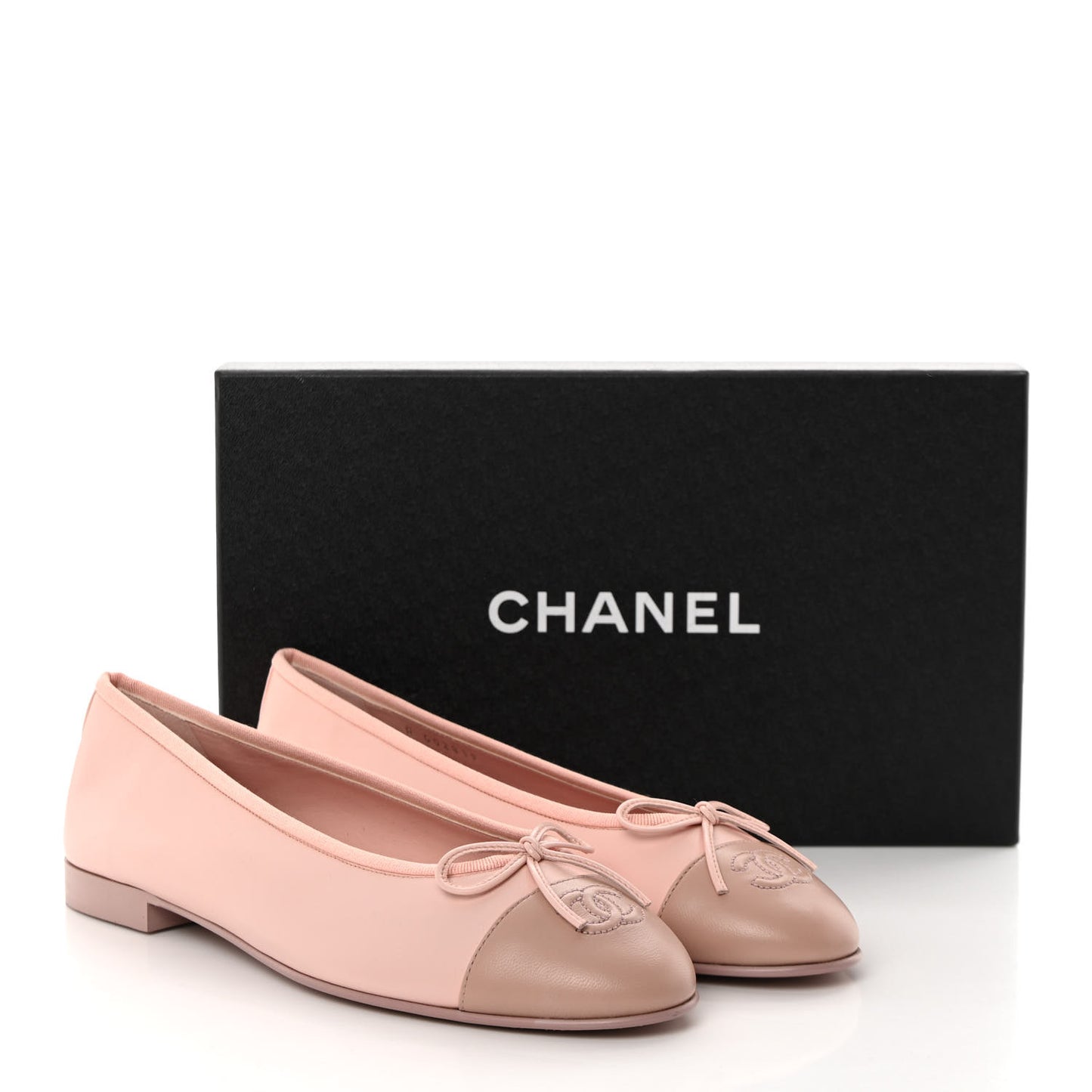 Lambskin Cap Toe CC Ballerina Flats 40.5 Light Pink Dark Pink