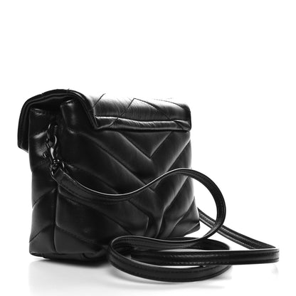 Saint Laurent Calfskin Y Quilted Monogram Monochrome Toy Loulou Crossbody Bag Black 3 of 11