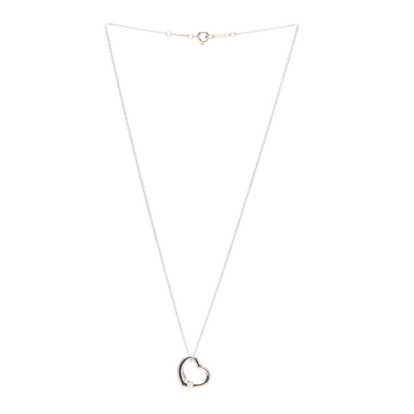 Sterling Silver 16mm Elsa Peretti Open Heart Pendant Necklace