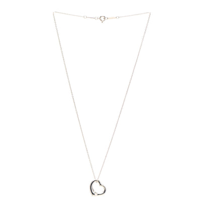 Tiffany Sterling Silver 16mm Elsa Peretti Open Heart Pendant Necklace 3 of 5