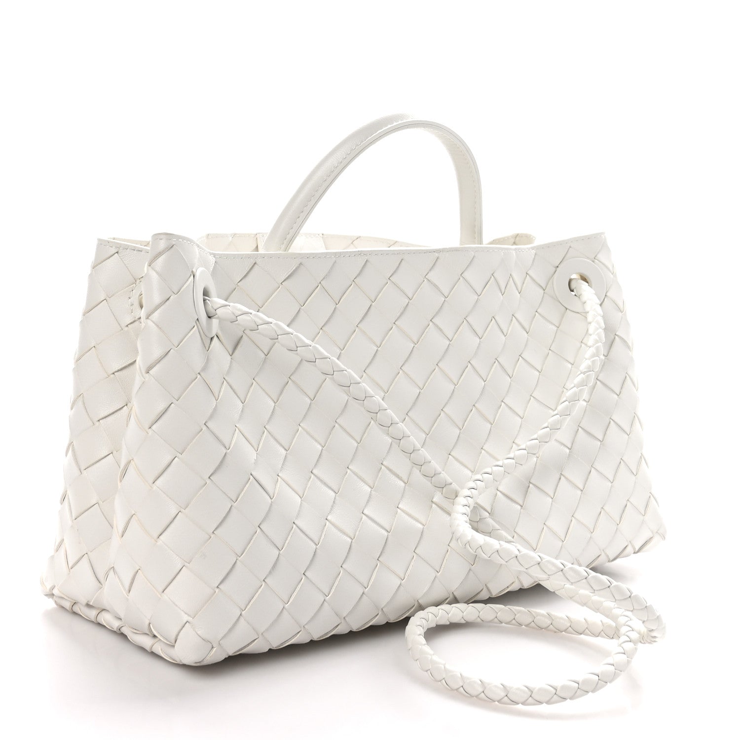 Bottega Veneta Nappa Intrecciato Small East West Andiamo Shoulder Bag White 3 of 10