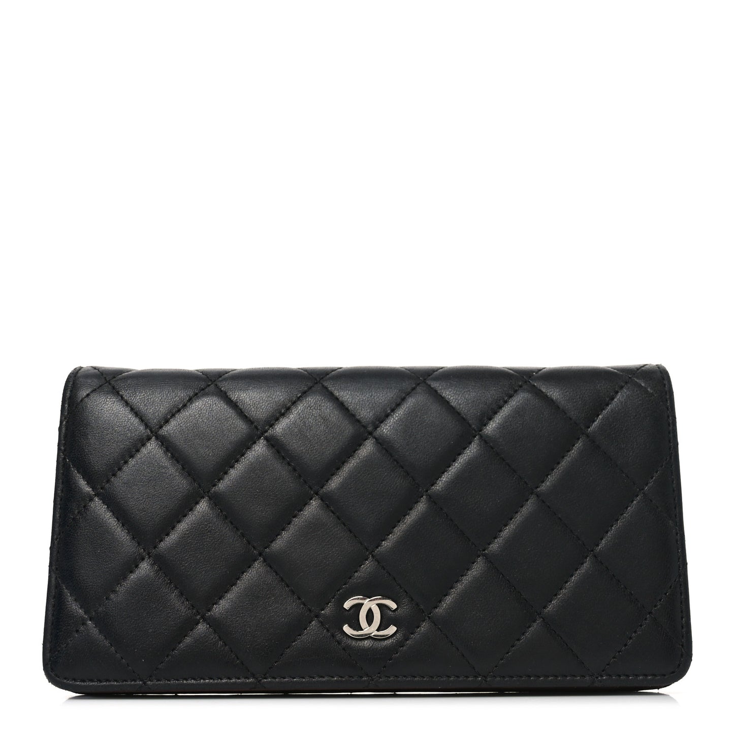 Lambskin Quilted Yen Wallet Black