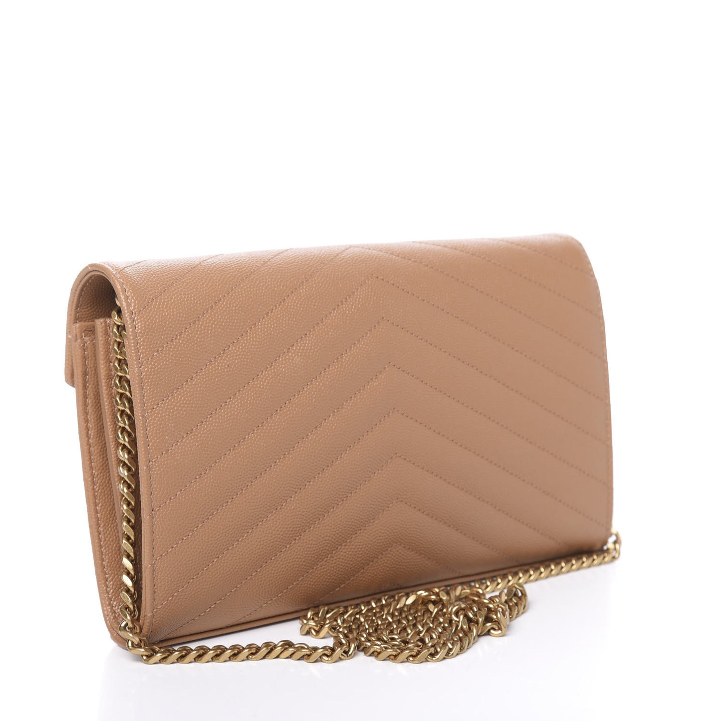 Grain De Poudre Matelasse Chevron Monogram Chain Wallet Dune
