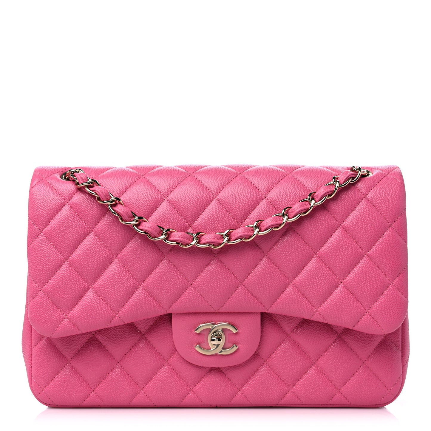 Caviar Quilted Jumbo Double Flap Pink