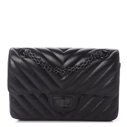 Chanel Aged Calfskin Chevron Quilted 2.55 Reissue Mini Flap So Black 1 of 9