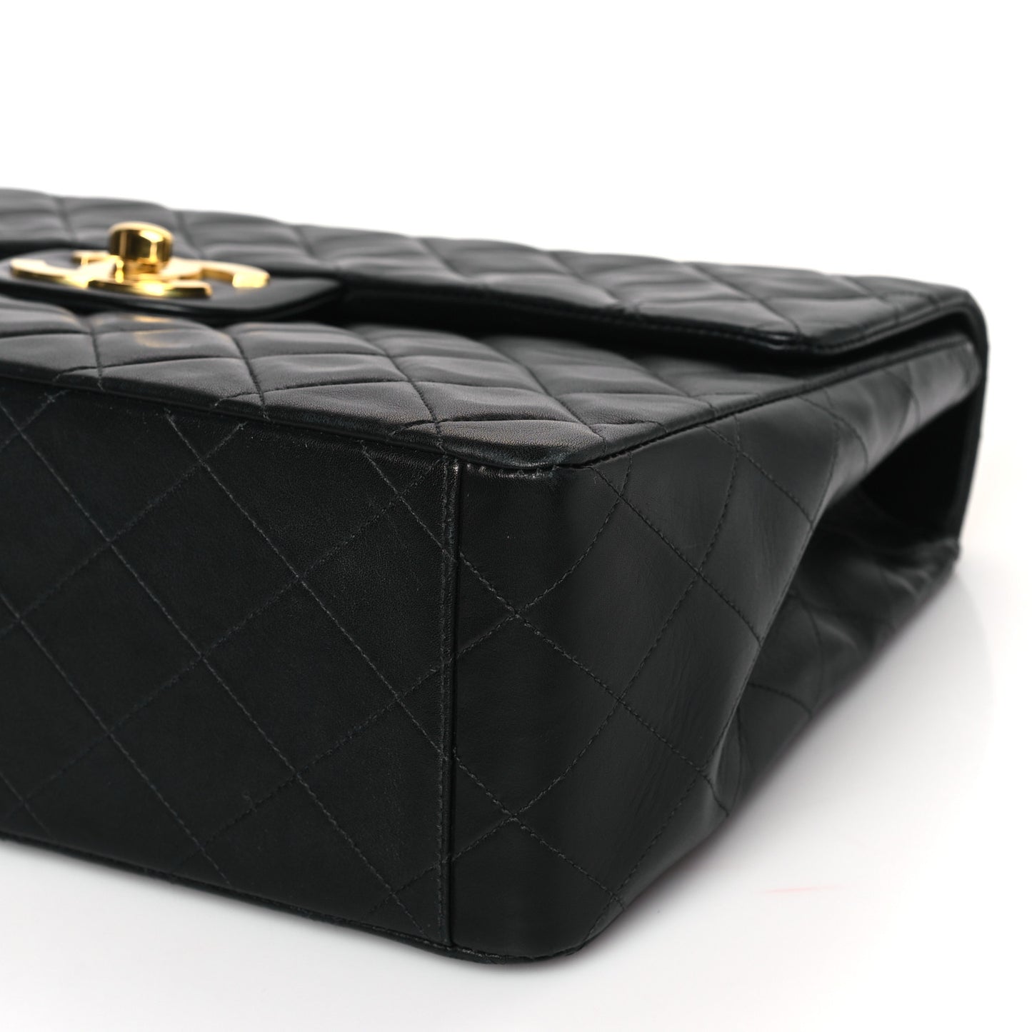 Lambskin Quilted XL Jumbo Single Flap Black