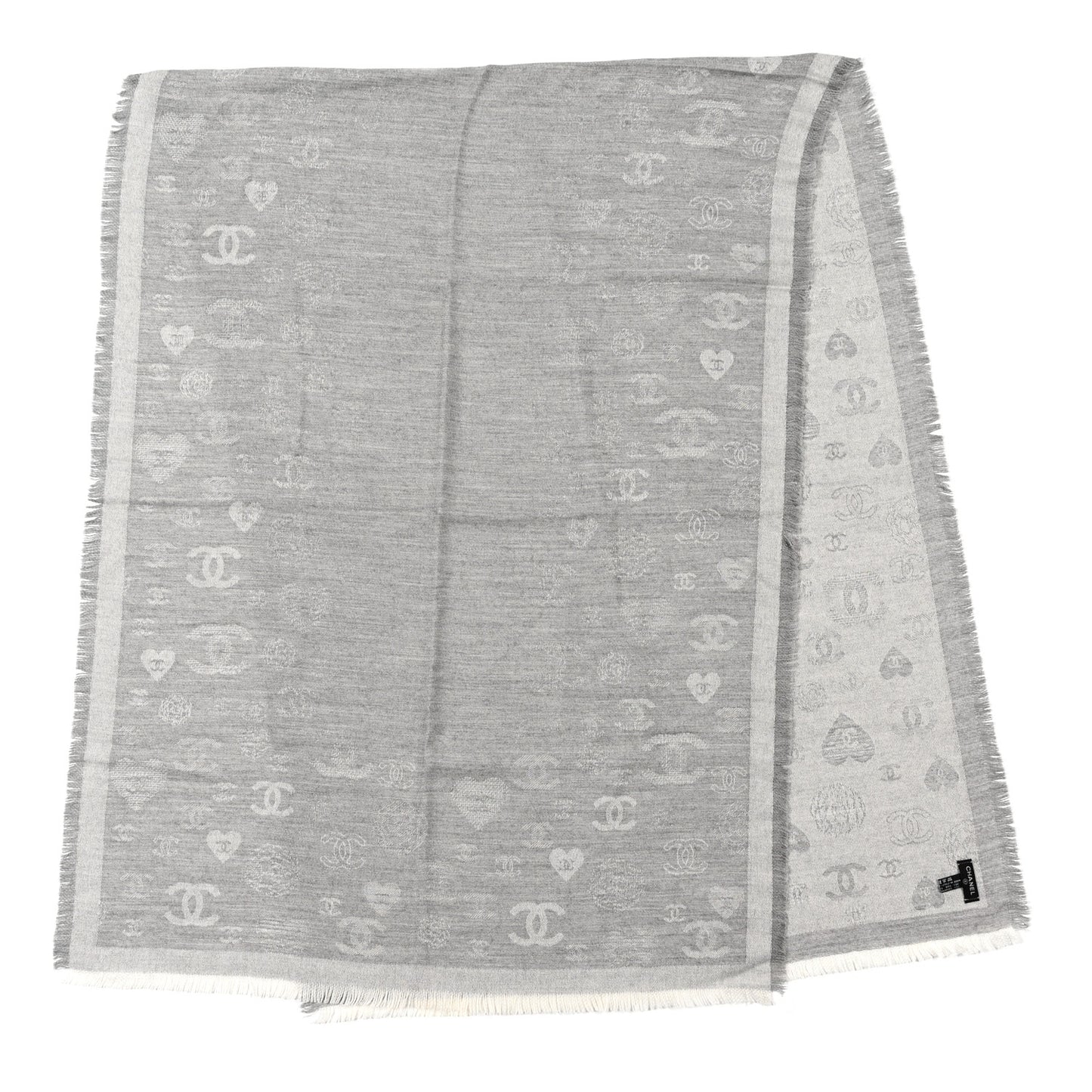 Cashmere Silk CC Heart Scarf Grey