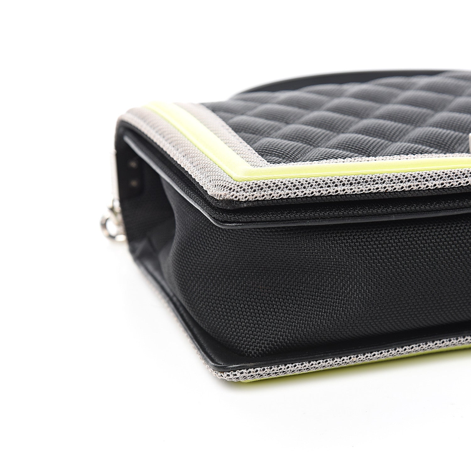 Chanel Canvas Quilted New Medium Fluo Boy Flap Black Grey Yellow 7 of 9