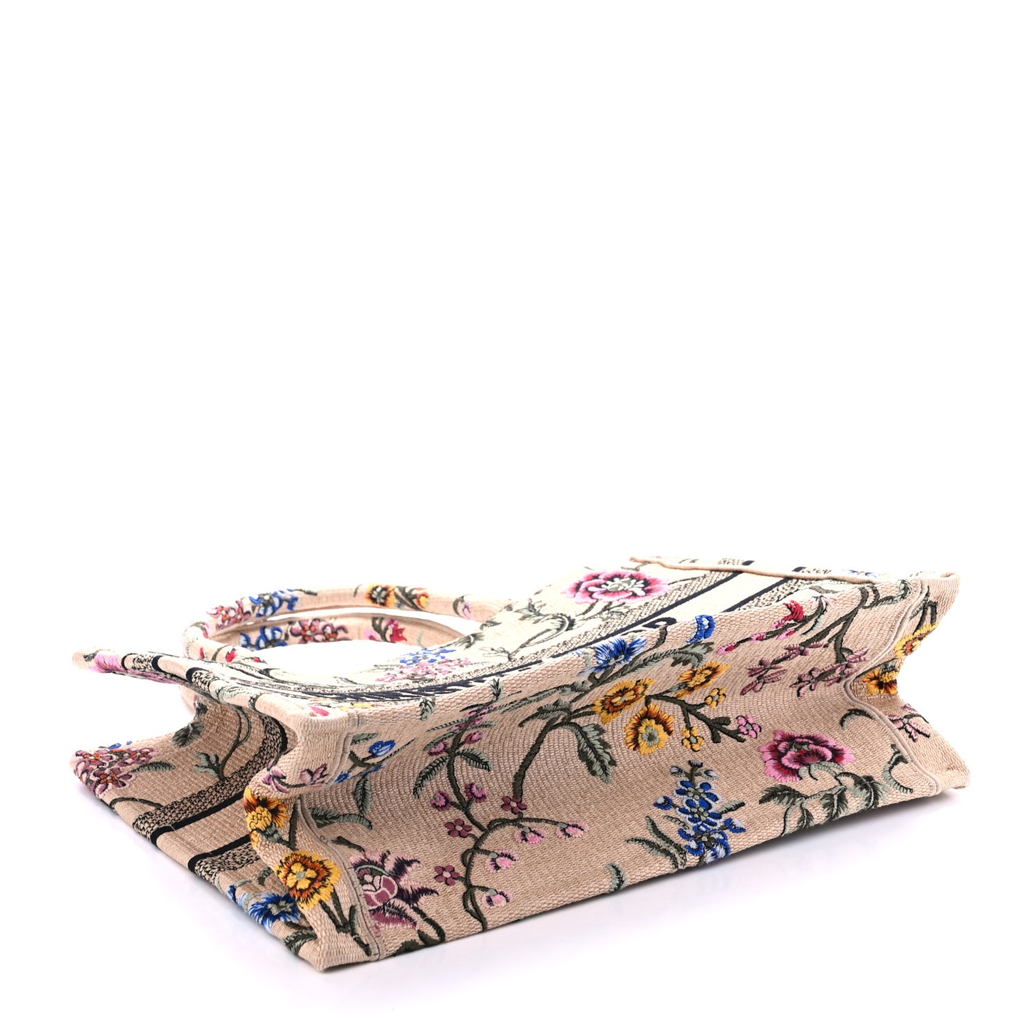 Raffia Embroidered Petites Fleurs Medium Book Tote Natural