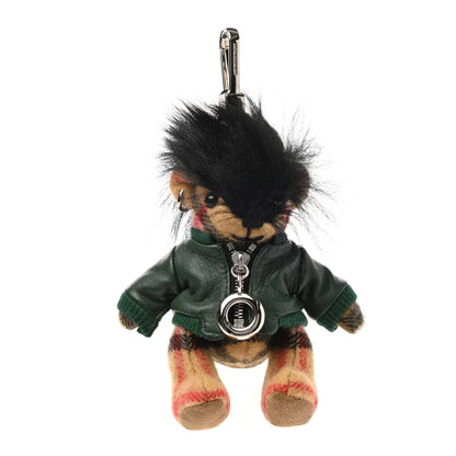 Burberry Cashmere Thomas Biker Teddy Bear Keychain Charm Antique Yellow 1 of 4