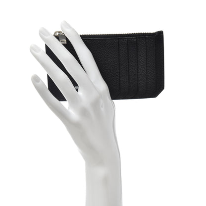 Saint Laurent Grained Calfskin 5 Fragments Zip Pouch Card Holder Black 2 of 6