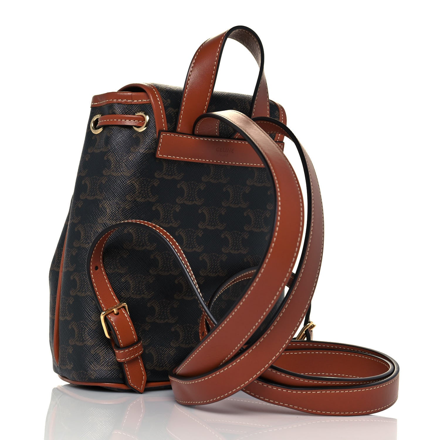 Celine Triomphe Canvas Calfskin Mini Folco Backpack Tan 3 of 12