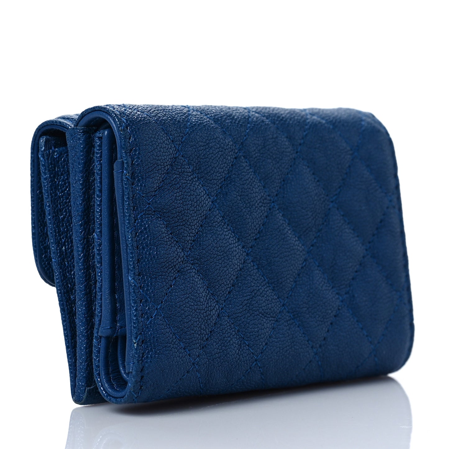 Caviar Quilted Small Boy Flap Wallet Blue