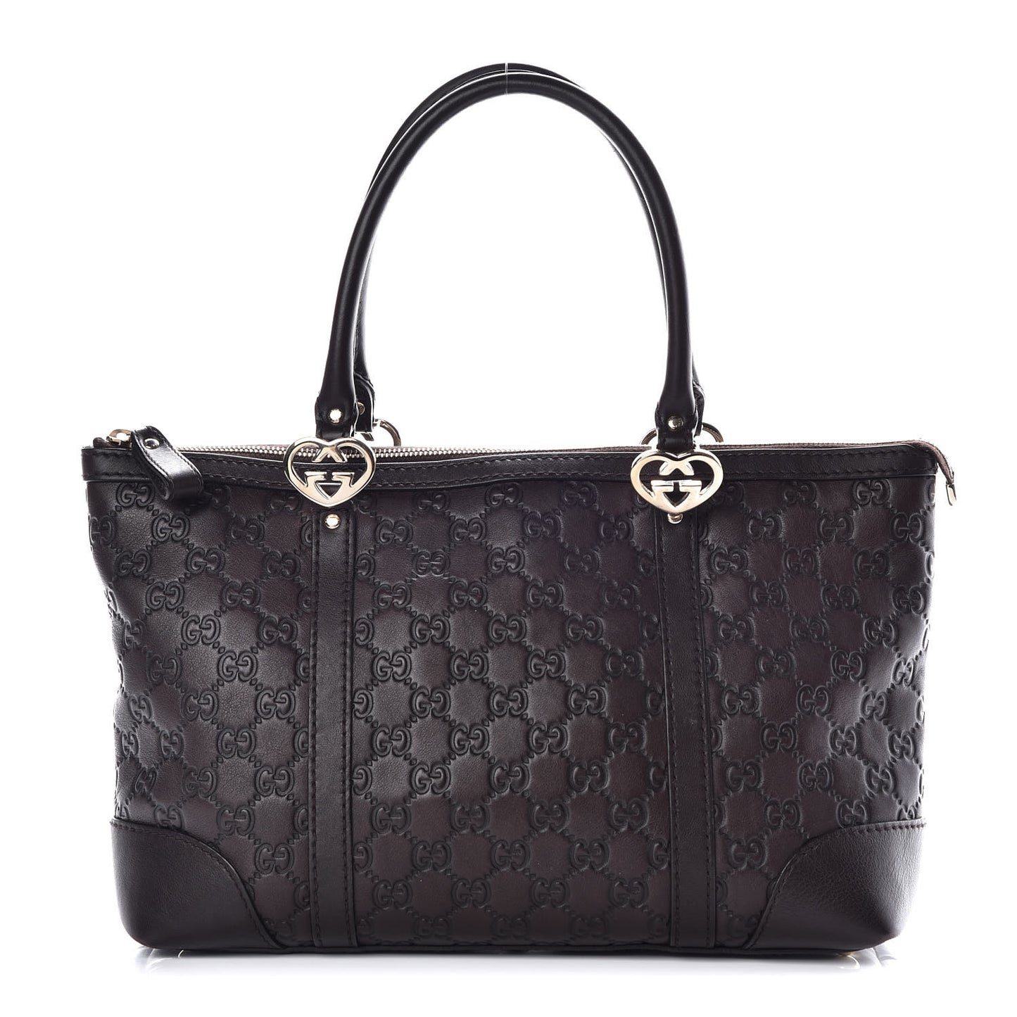 Guccissima Small Lovely Heart Tote Chocolate