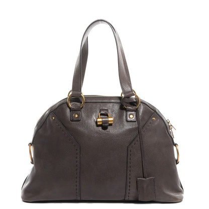 Saint Laurent Pebbled Patent Grain de Riz Large Muse Road Grey 1 of 9