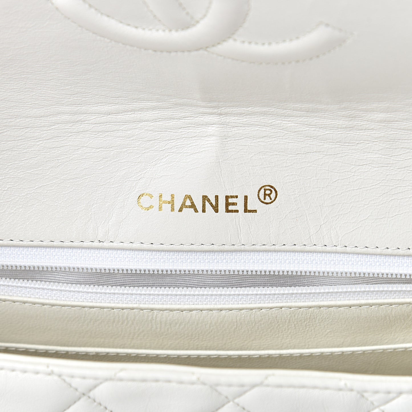 Lambskin Quilted Medium Single Flap White