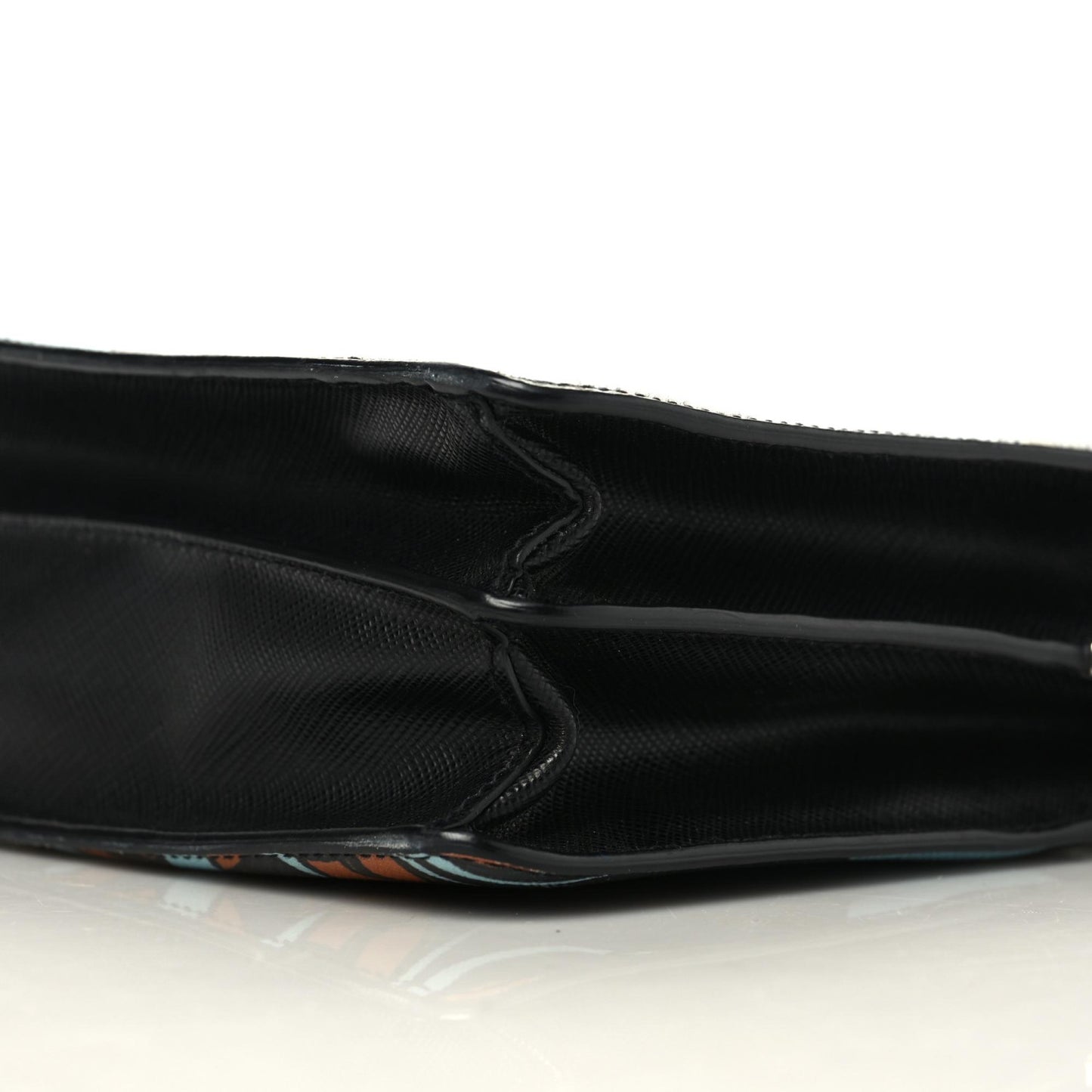 Saffiano Stampata Print Shoulder Bag Black Multicolor