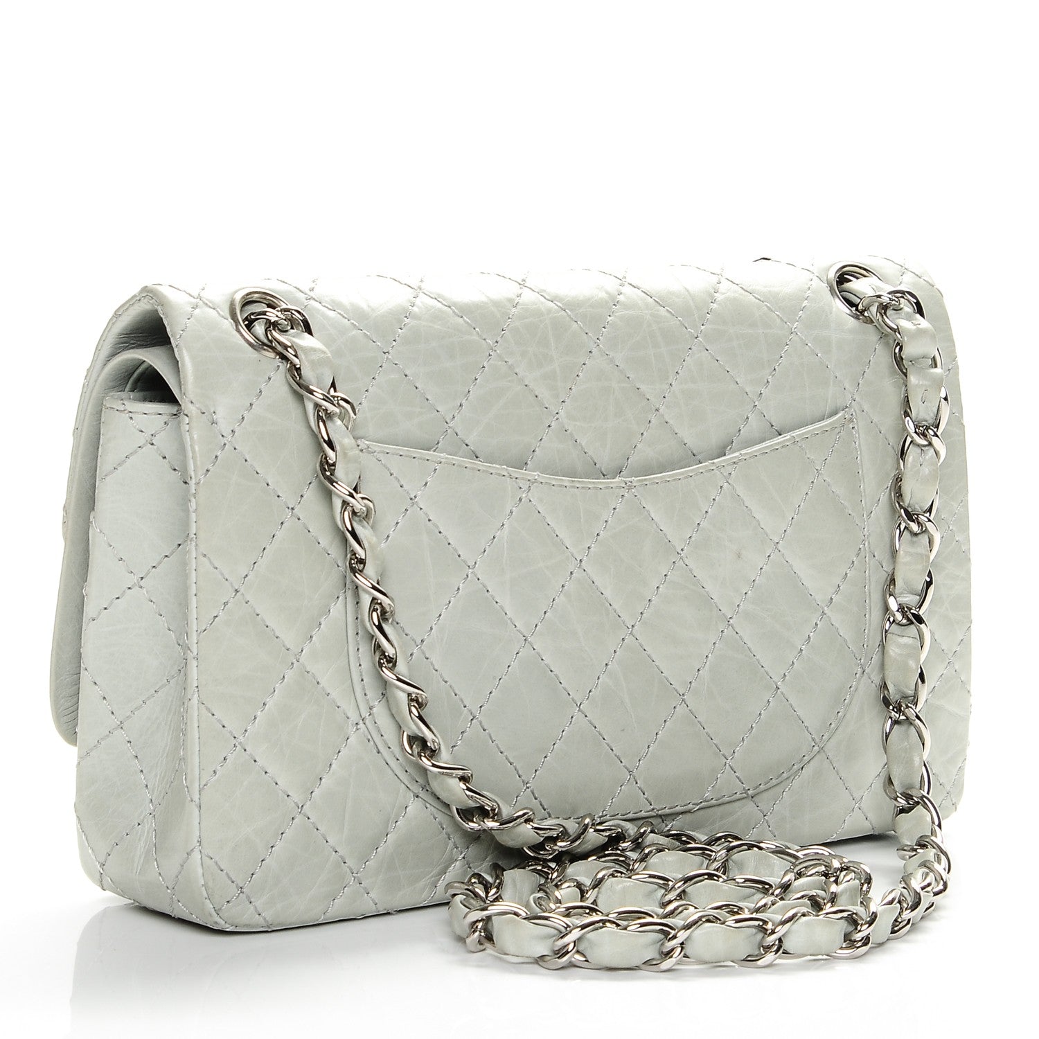 Chanel Aged Calfskin Quilted Medium Double Flap Light Green 3 of 7