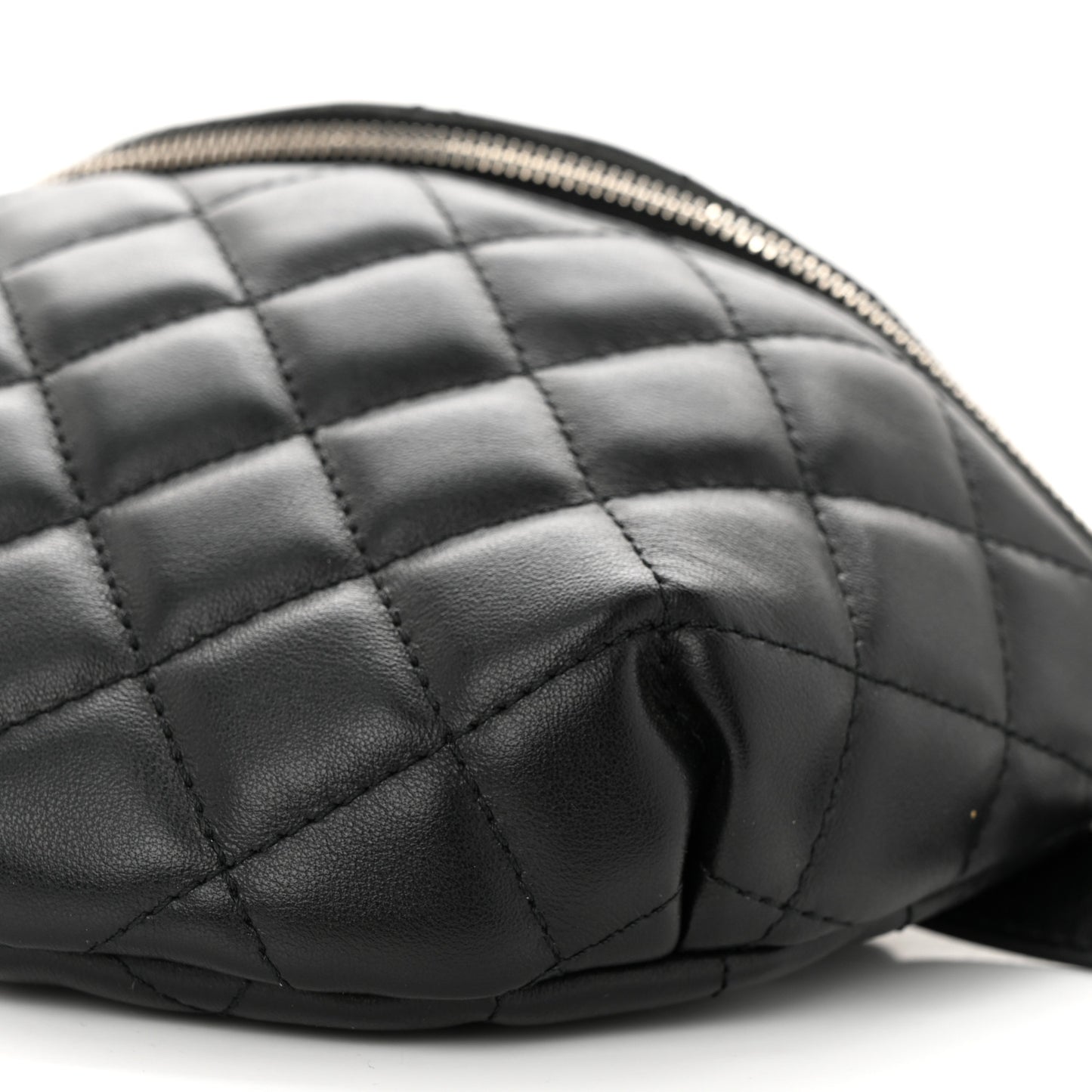 Lambskin Quilted Waist Belt Bag Black