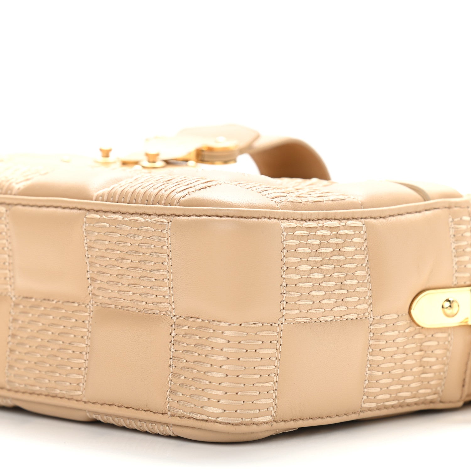 Louis Vuitton Lambskin Damier Quilt Troca MM Cashmere Beige 8 of 8