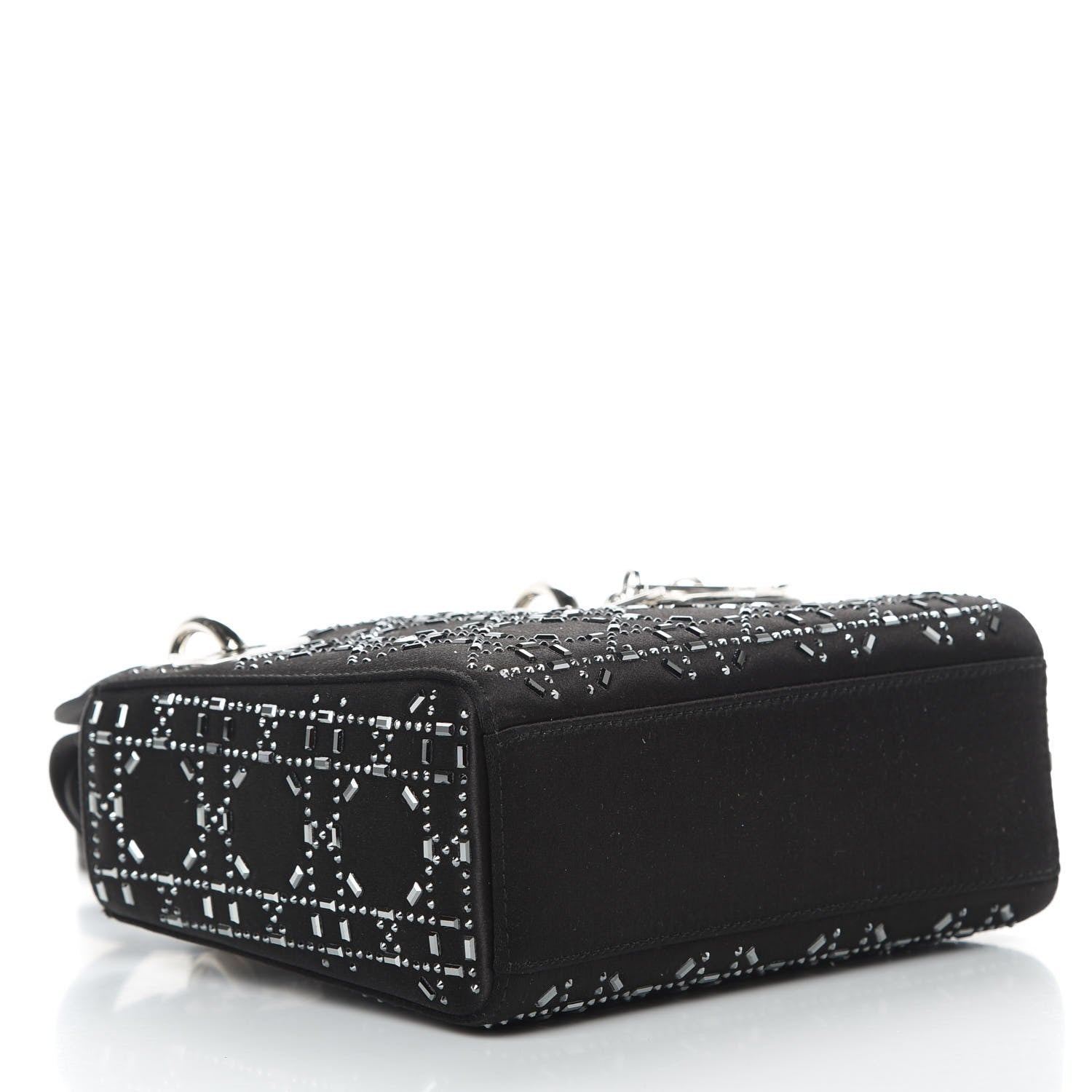 Christian Dior Satin Crystal Cannage Mini Lady Dior Black 4 of 11
