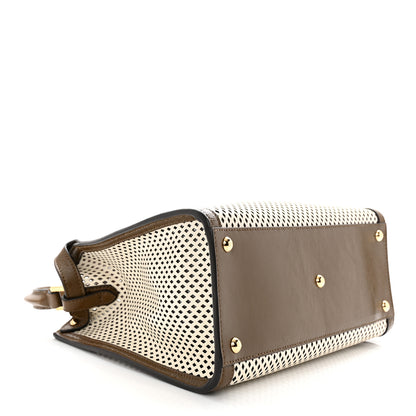 Fendi Vitello Liberty Glossy Lambskin Perforated Medium Peekaboo X-Lite White Ice Rust Maya 4 of 13