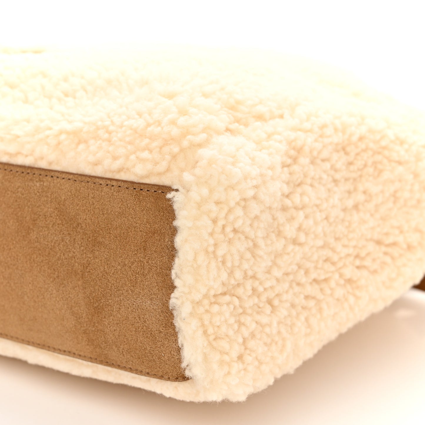 X UGG Suede Shearling Medium Shopping Bag Natural