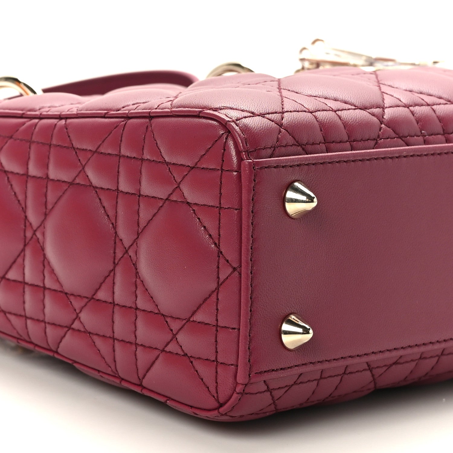 Christian Dior Lambskin Cannage Small My Lady ABCDior Burgundy 8 of 10